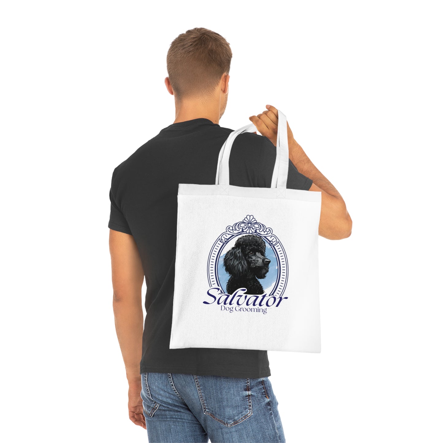 Cotton Tote Bag with Classic Poodle Logo - Salvator Dog Grooming