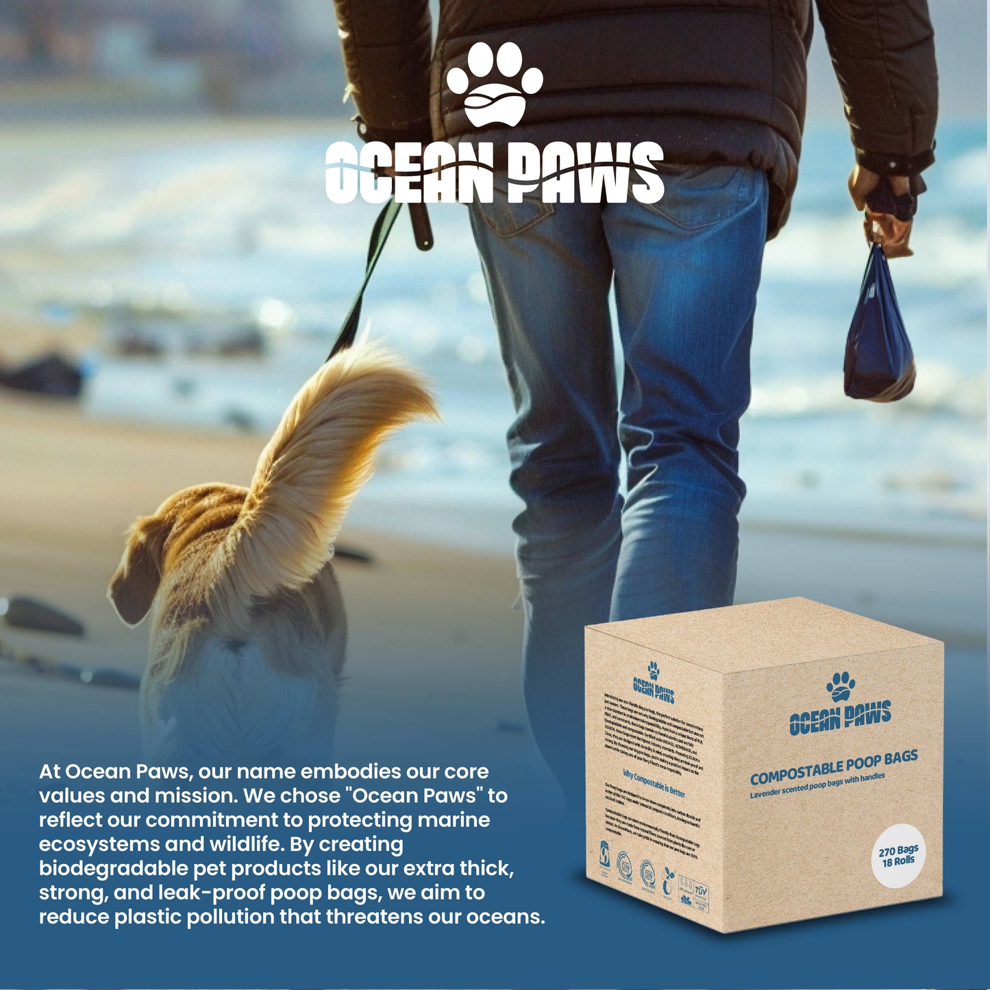Compostable Dog Poo Bags 18 rolls (270 bags)