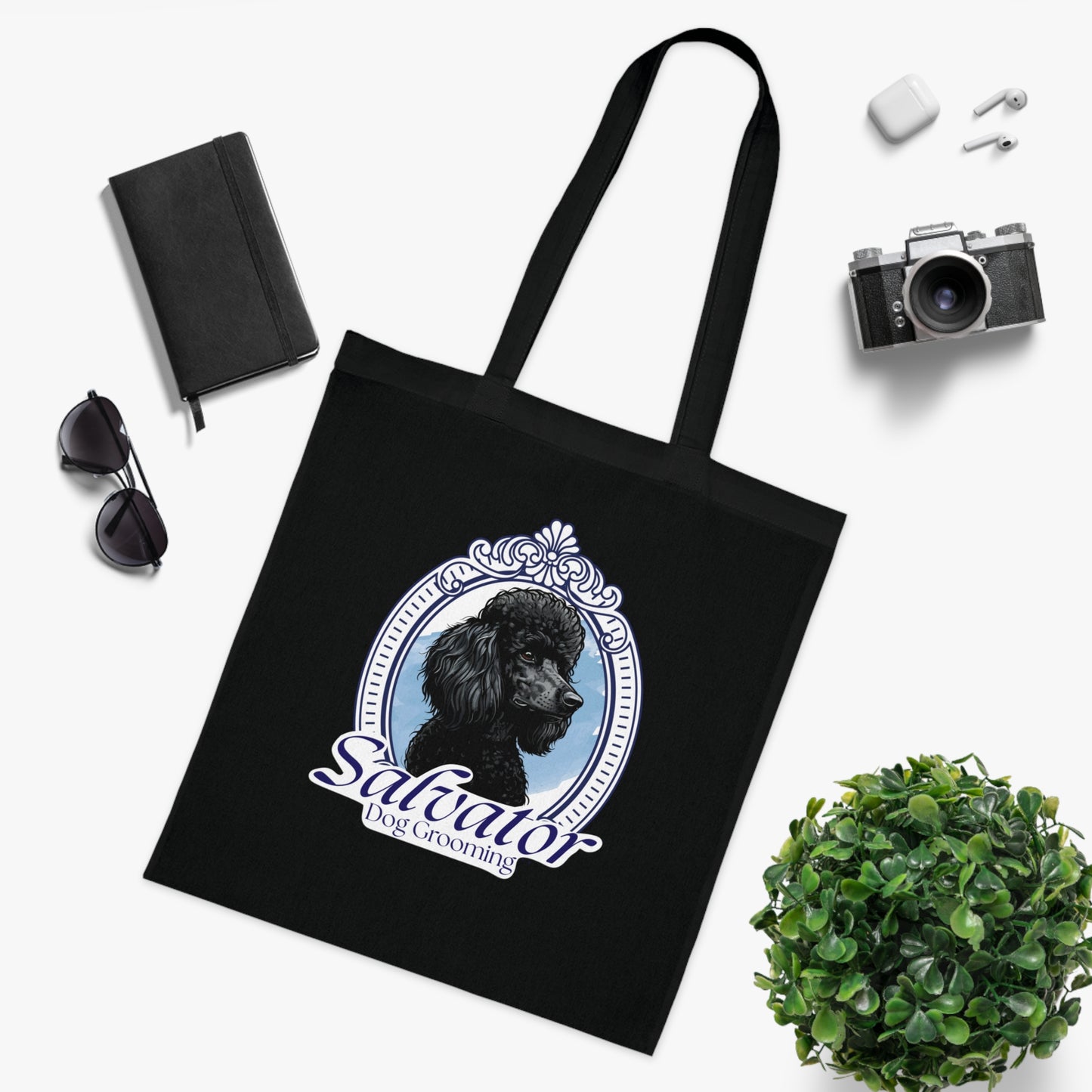 Cotton Tote Bag with Classic Poodle Logo - Salvator Dog Grooming