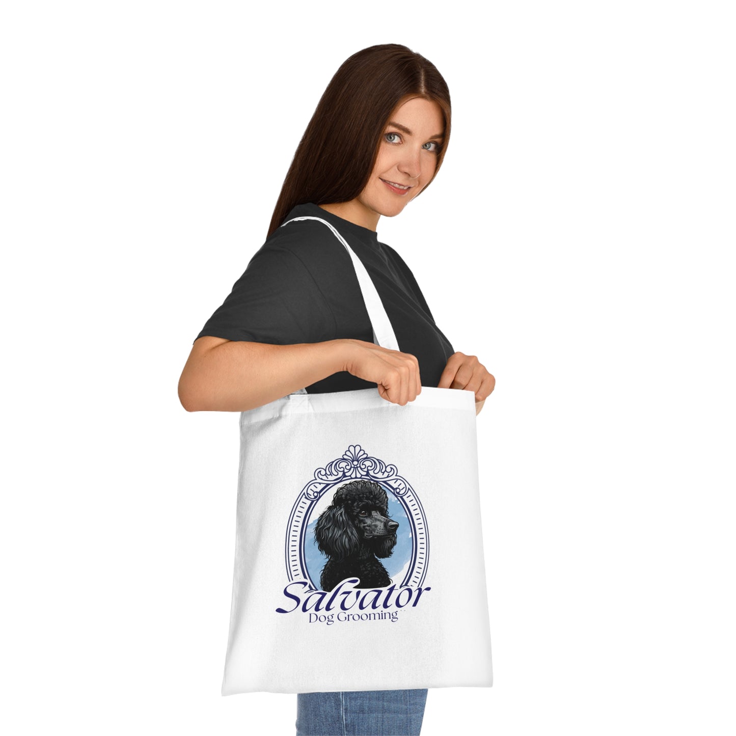 Cotton Tote Bag with Classic Poodle Logo - Salvator Dog Grooming