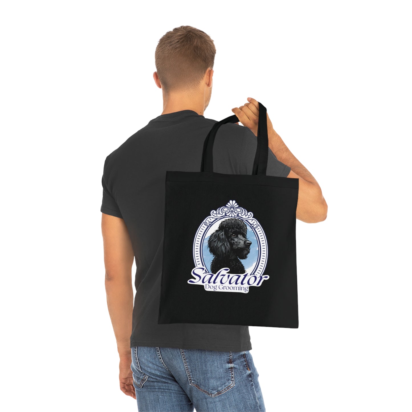 Cotton Tote Bag with Classic Poodle Logo - Salvator Dog Grooming