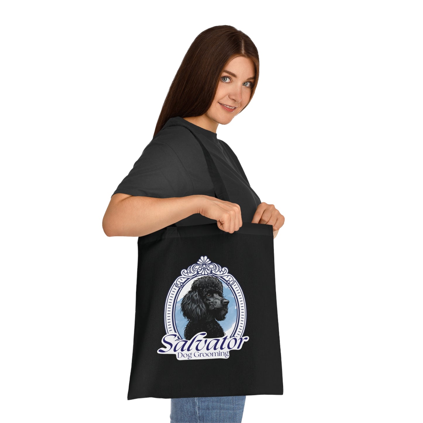 Cotton Tote Bag with Classic Poodle Logo - Salvator Dog Grooming